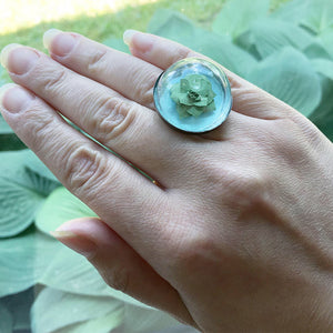 paper succulent terrarium glass dome ring handmade