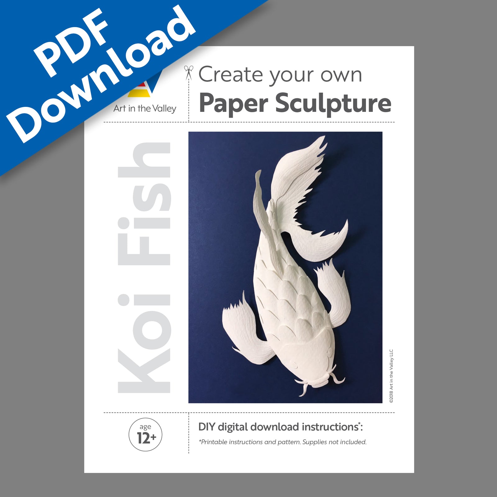 Digital Download: Create Your Own Paper Sculpture Koi Fish