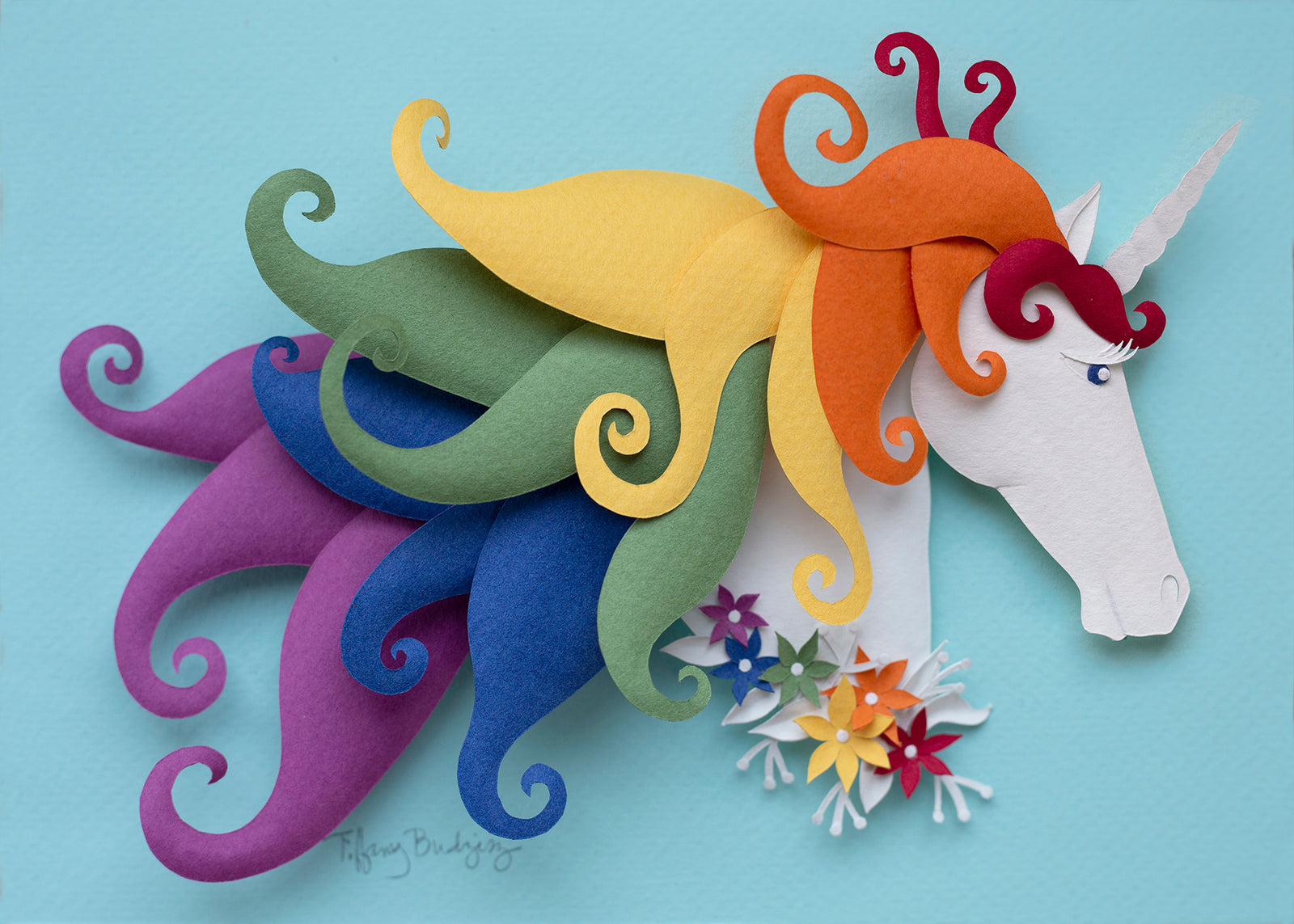 Custom Paper Sculpture Rainbow Unicorn - choose your colors!